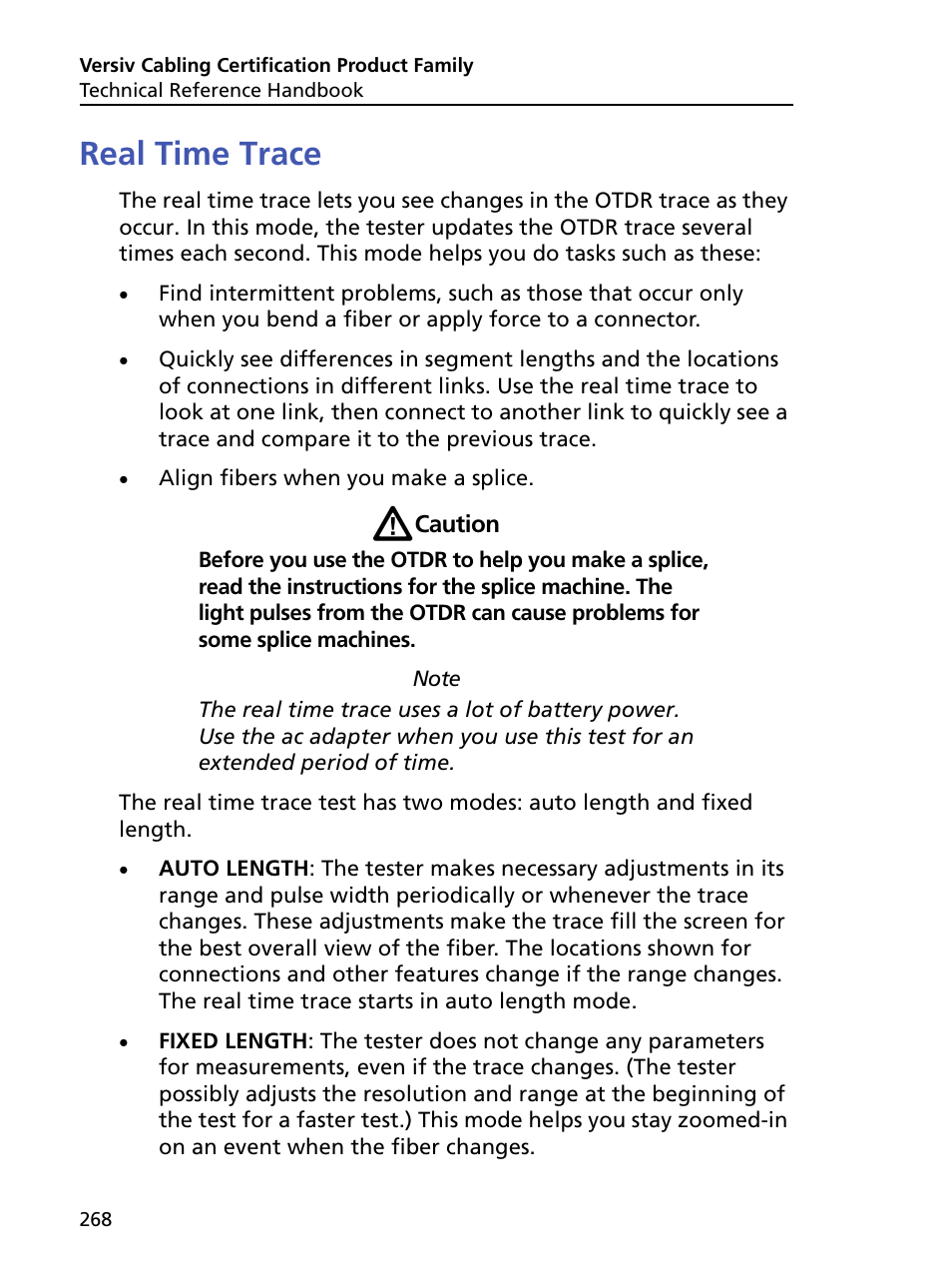 Real time trace | Fluke Networks CertiFiber Pro Users Manual User Manual | Page 290 / 440