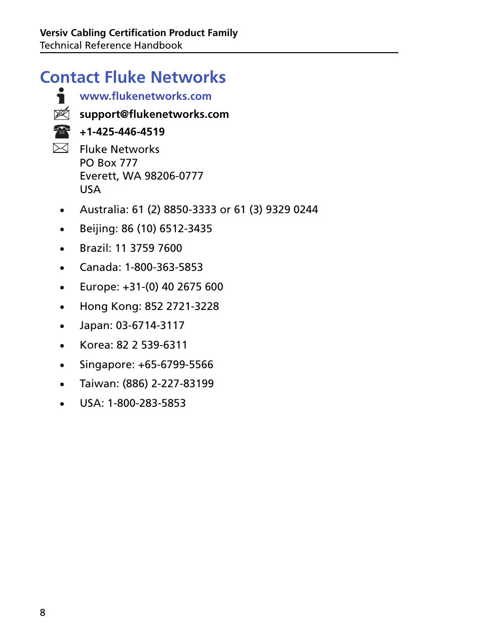 Contact fluke networks | Fluke Networks CertiFiber Pro Users Manual User Manual | Page 30 / 440