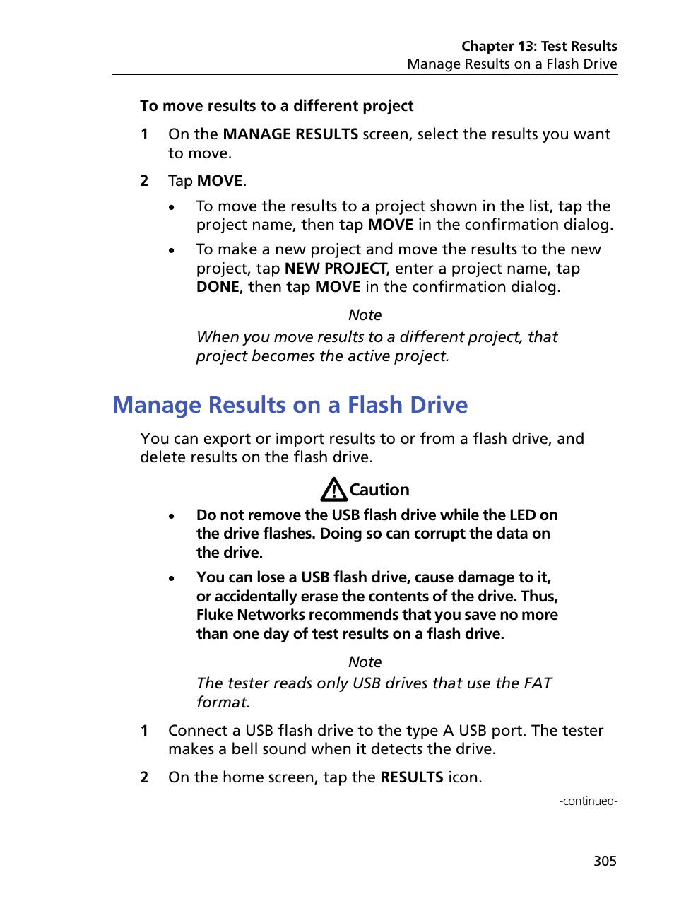 Manage results on a flash drive | Fluke Networks CertiFiber Pro Users Manual User Manual | Page 327 / 440