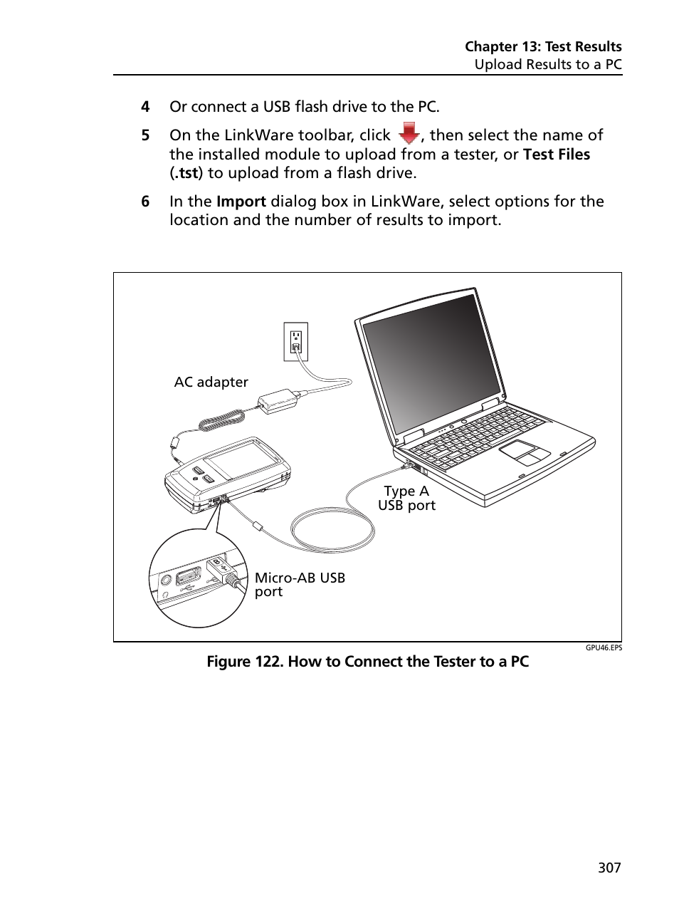 How to connect the tester to a pc | Fluke Networks CertiFiber Pro Users Manual User Manual | Page 329 / 440
