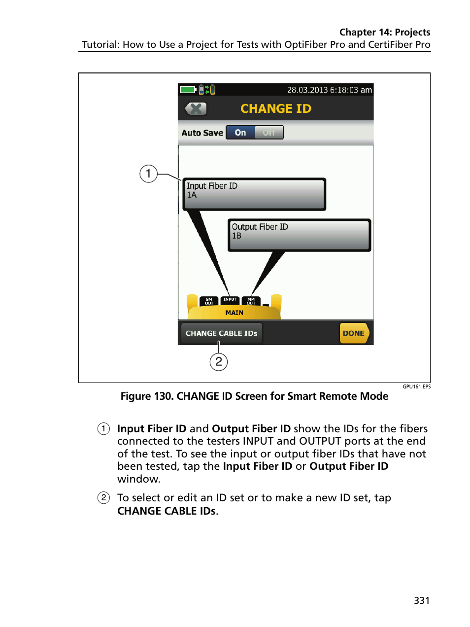 Change id screen for smart remote mode | Fluke Networks CertiFiber Pro Users Manual User Manual | Page 353 / 440