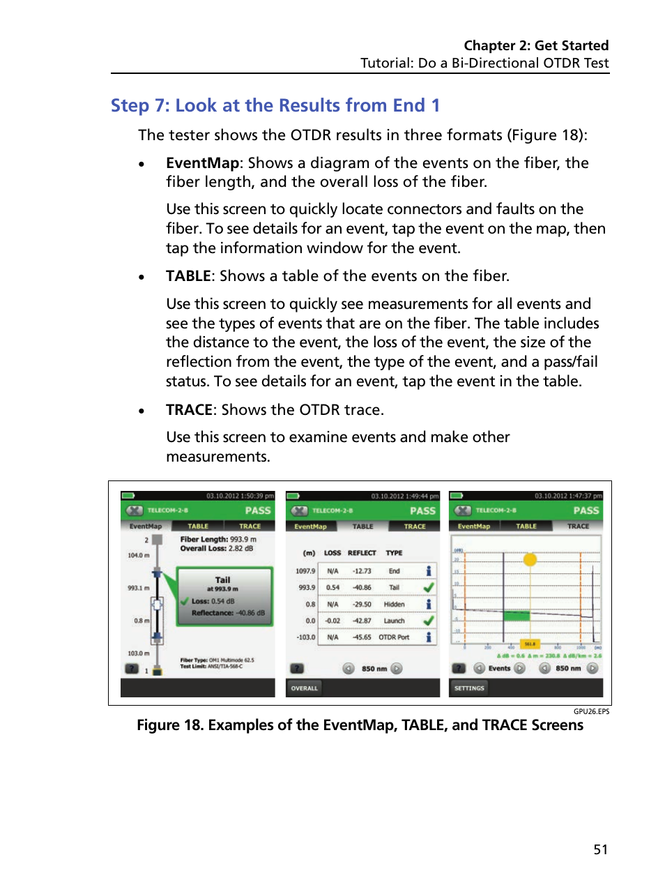 Step 7: look at the results from end 1 | Fluke Networks CertiFiber Pro Users Manual User Manual | Page 73 / 440