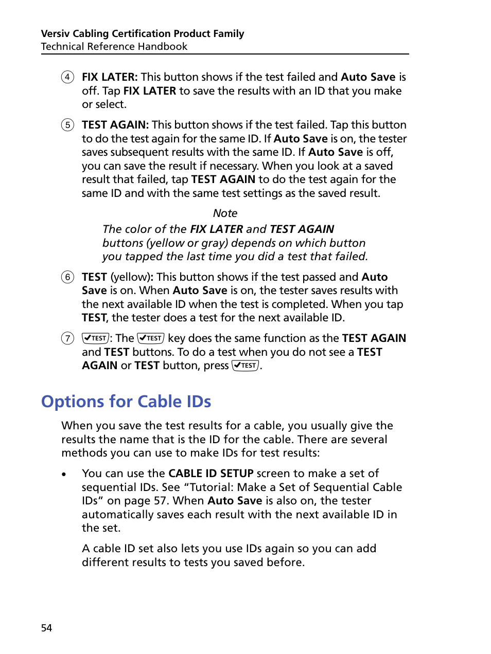 Options for cable ids | Fluke Networks CertiFiber Pro Users Manual User Manual | Page 76 / 440