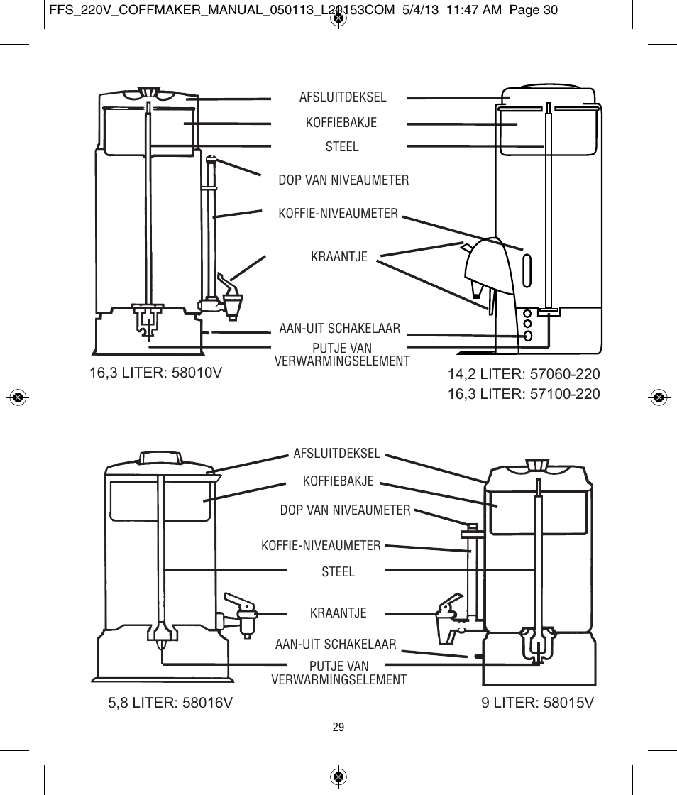 Focus Foodservice West Bend Commercial Stainless Steel Coffeemakers - [57000-220 Series] - Use & Care de User Manual | Page 30 / 36