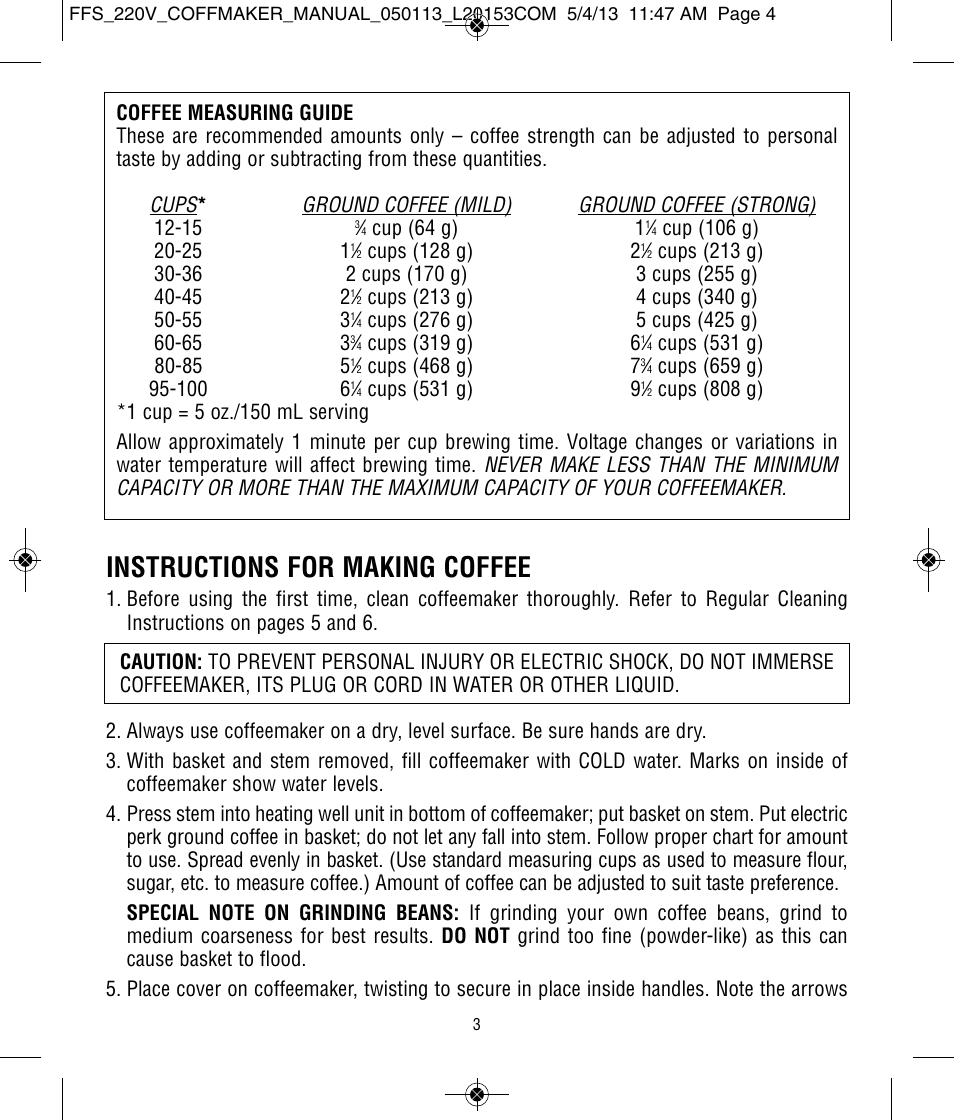 Instructions for making coffee | Focus Foodservice West Bend Commercial Stainless Steel Coffeemakers - [57000-220 Series] - Use & Care de User Manual | Page 4 / 36