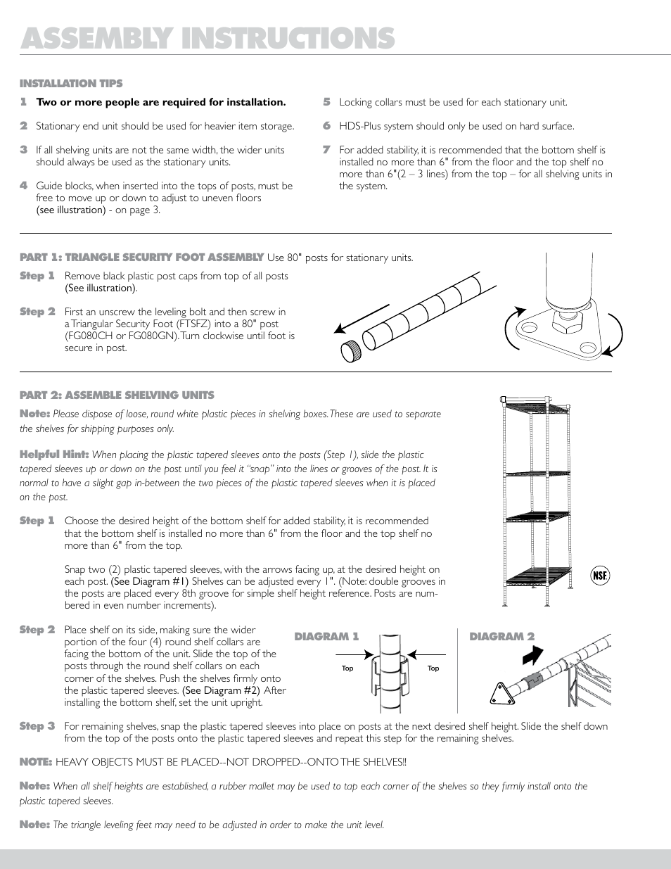 Assembly instructions | Focus Foodservice HDS-Plus High Density Storage System - Assembly Instructions User Manual | Page 2 / 4