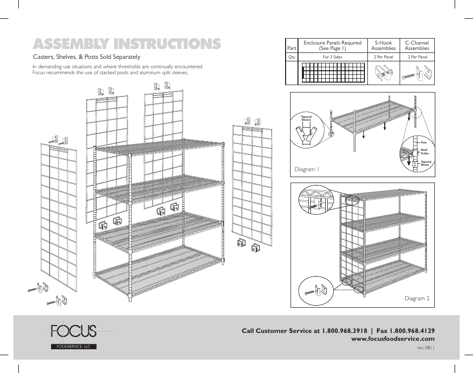 Assembly instructions | Focus Foodservice Enclosure Panels on Wire Shelving - Assembly Instructions User Manual | Page 2 / 4