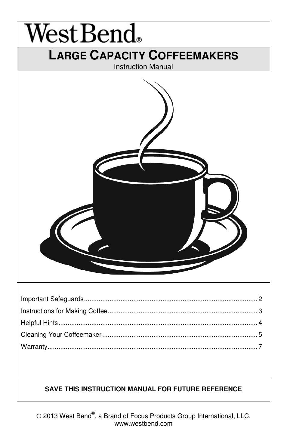 Arge, Apacity, Offeemakers | Focus Foodservice West Bend Commercial Aluminum Coffeemakers - Use & Care es User Manual | Page 25 / 84