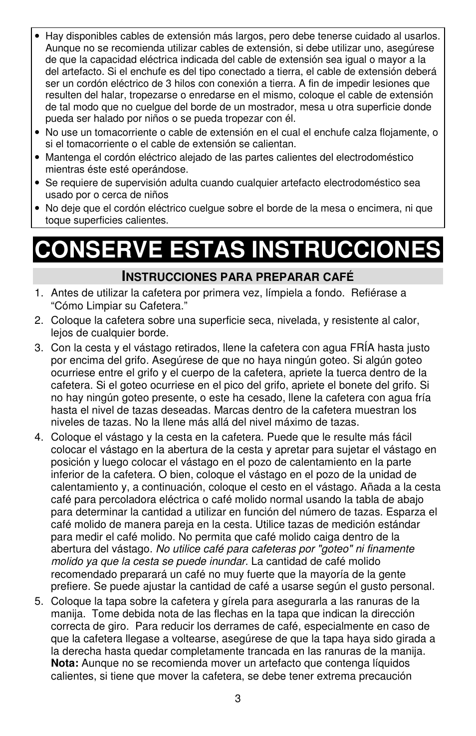 Conserve estas instrucciones | Focus Foodservice West Bend Commercial Aluminum Coffeemakers - Use & Care es User Manual | Page 42 / 84