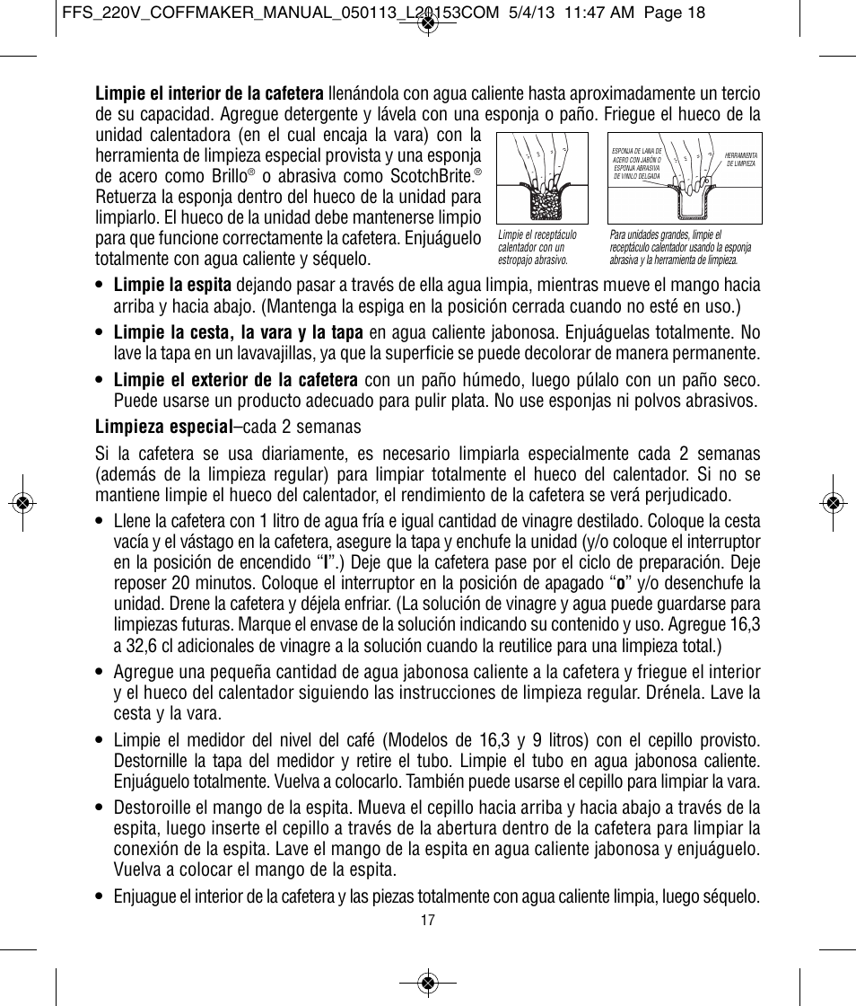 O abrasiva como scotchbrite | Focus Foodservice West Bend Commercial Aluminum Coffeemakers - Use & Care es User Manual | Page 66 / 84