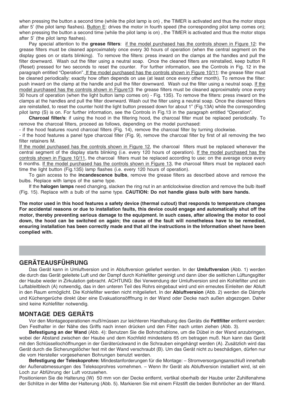 Deutsch, Geräteausführung, Montage des geräts | Zanussi ZHC 911 N 1 User Manual | Page 2 / 8