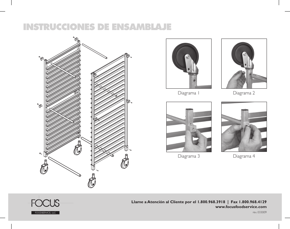 Instrucciones de ensamblaje | Focus Foodservice FAKDBR12 Aluminum Bakery Rack - Assembly Instructions User Manual | Page 4 / 4