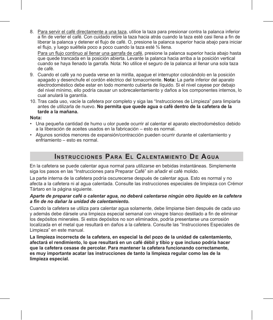 Focus Foodservice Regalware Food Service Aluminum and Black Satin-Finish Coffeemakers [58000R Series] - Use & Care es User Manual | Page 19 / 24