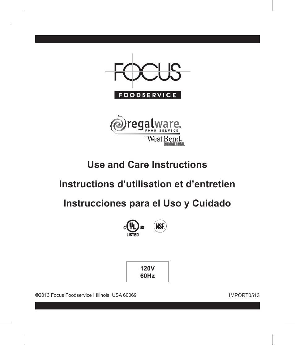 Focus Foodservice Regalware Food Service Aluminum and Black Satin-Finish Coffeemakers [58000R Series] - Use & Care es User Manual | Page 24 / 24