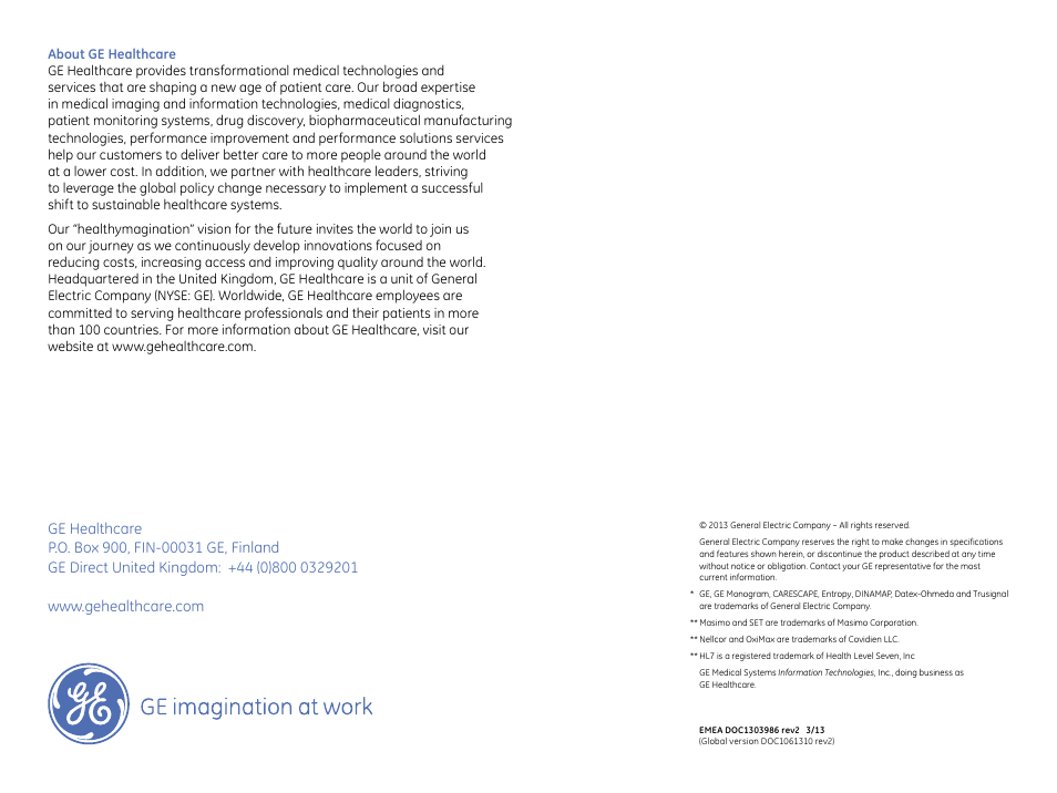 GE Healthcare B40 Patient Monitor User Manual | Page 8 / 8