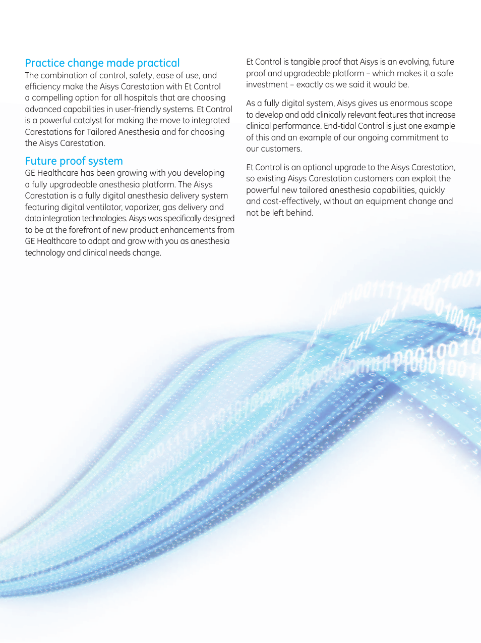 Practice change made practical, Future proof system | GE Healthcare Et Control for the Aisys Carestation User Manual | Page 4 / 6