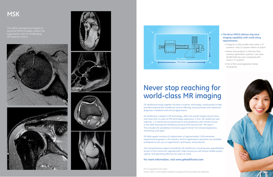 Never stop reaching for world-class mr imaging | GE Healthcare Brivo MR355 1.5T User Manual | Page 6 / 7