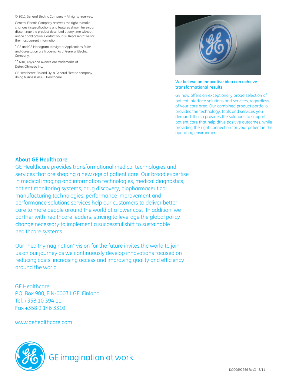 GE Healthcare Navigator Applications Suite User Manual | Page 8 / 8