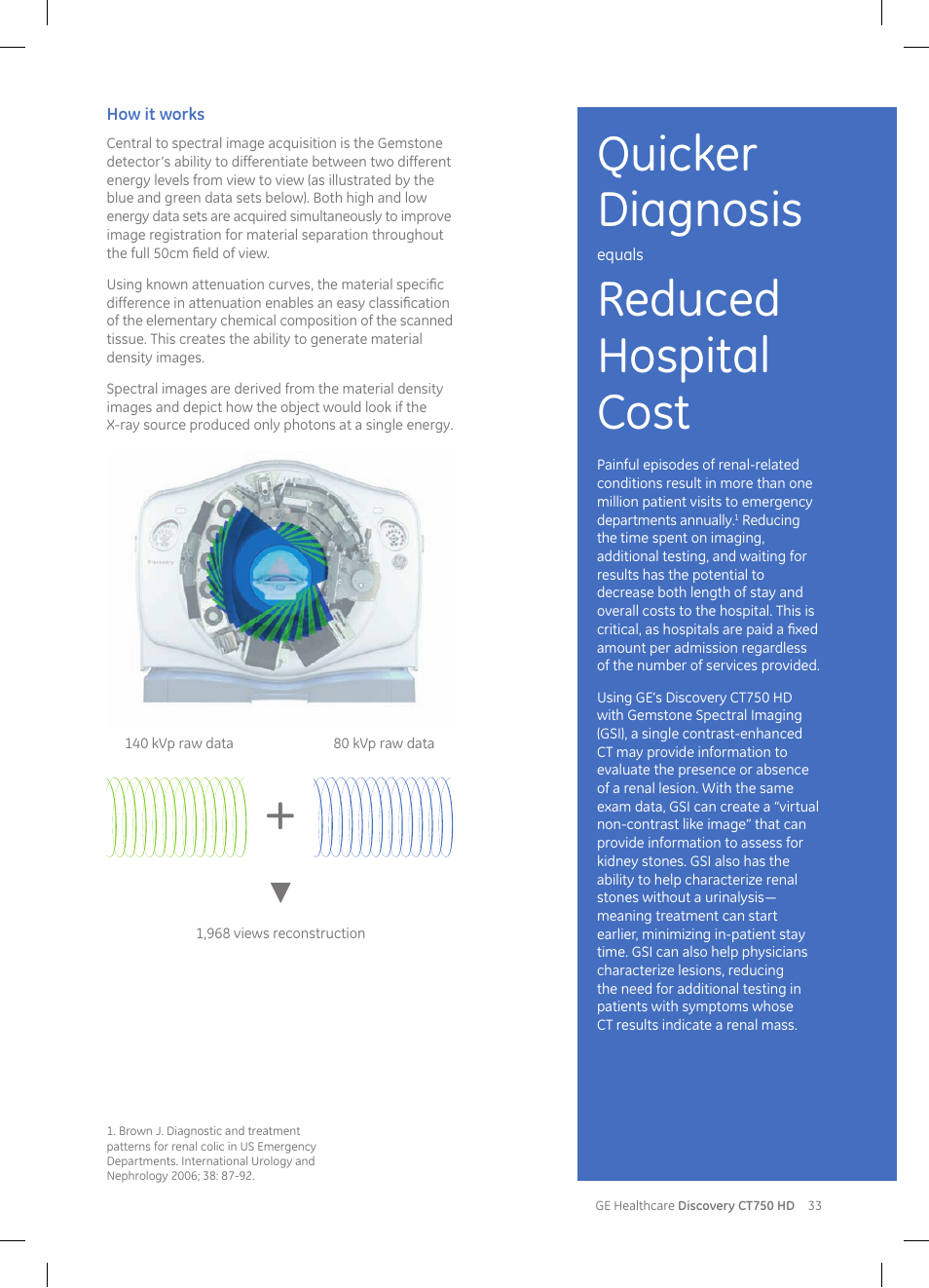 Quicker diagnosis, Reduced hospital cost | GE Healthcare Discovery CT750 HD User Manual | Page 33 / 49