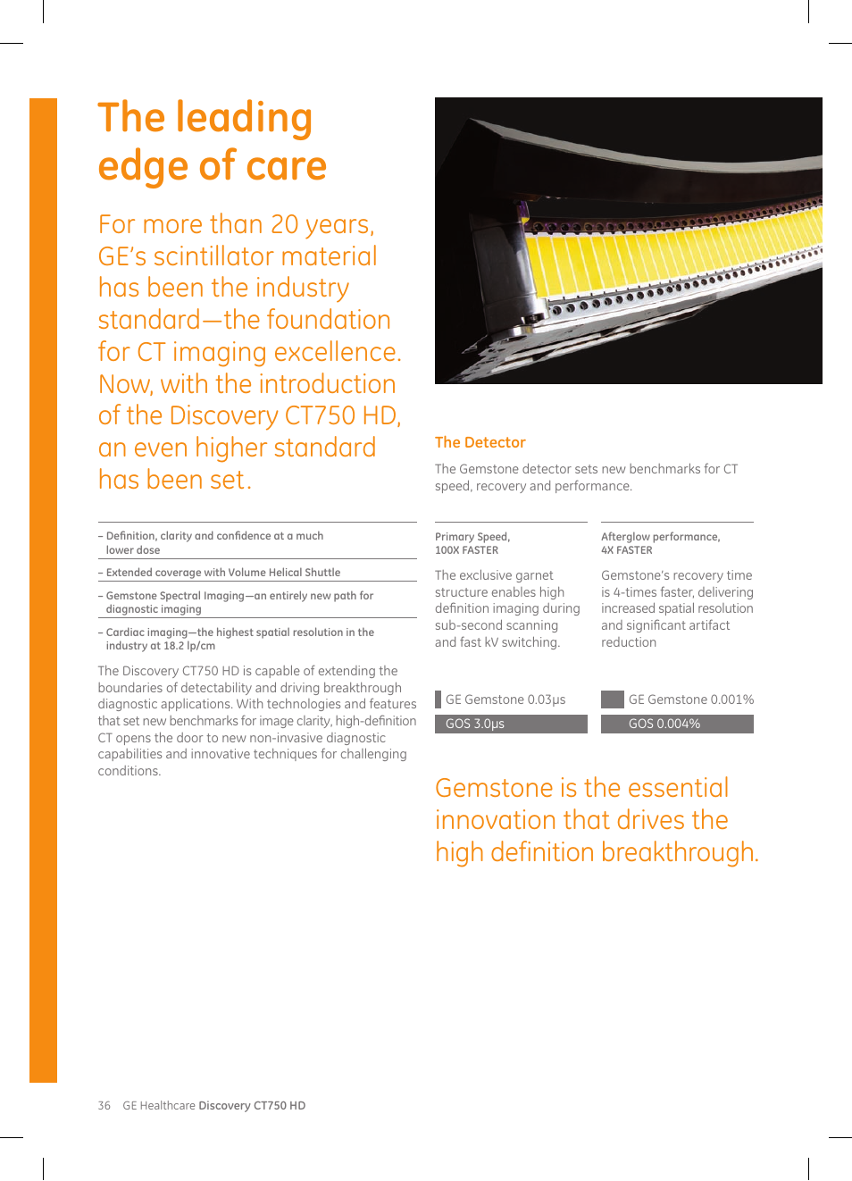 The leading edge of care | GE Healthcare Discovery CT750 HD User Manual | Page 36 / 49