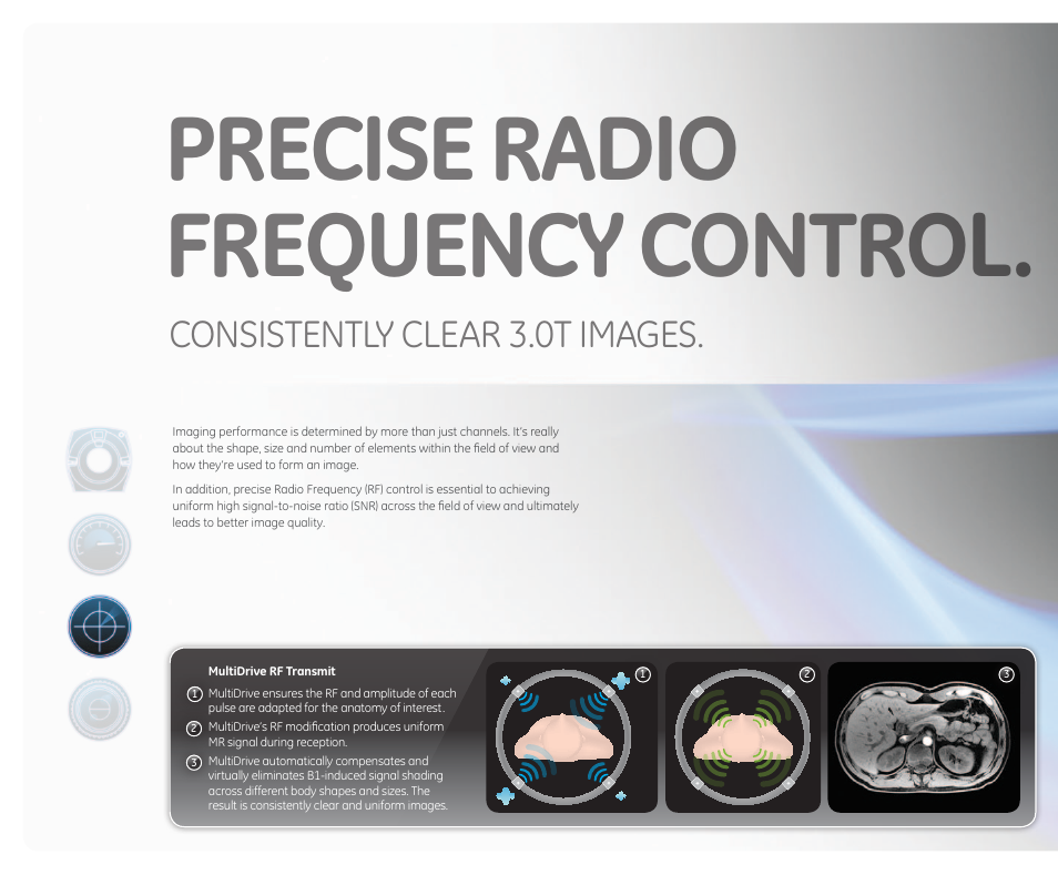 Precise radio frequency control, Consistently clear 3.0t images | GE Healthcare Discovery MR750w User Manual | Page 6 / 12