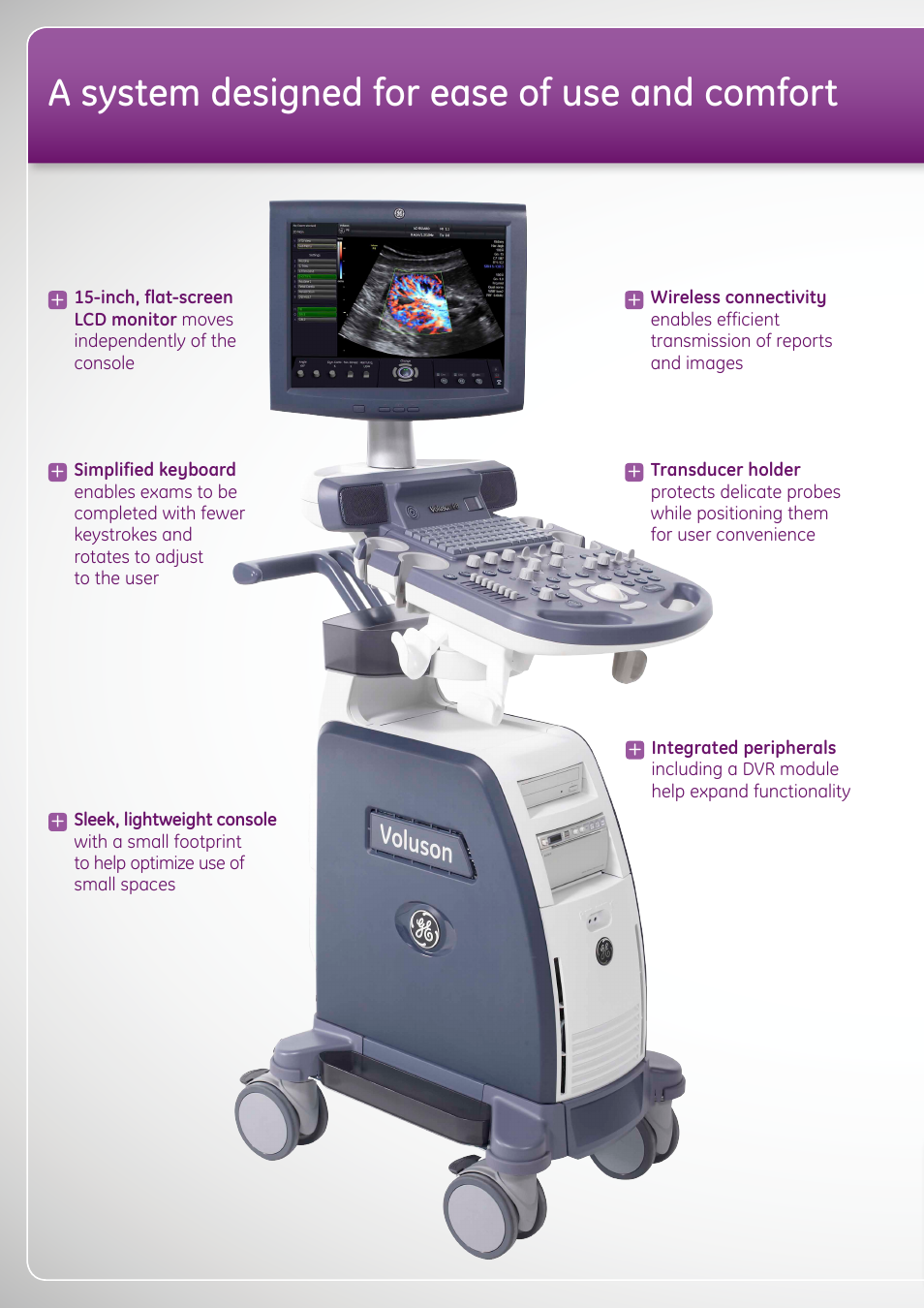 A system designed for ease of use and comfort | GE Healthcare Voluson Performance Series User Manual | Page 4 / 8