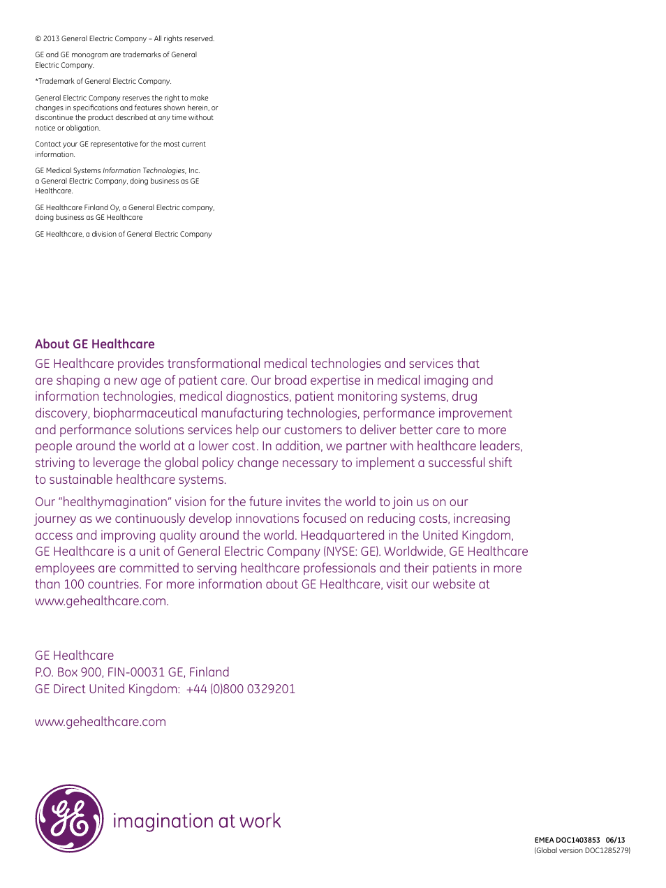 GE Healthcare TruSignal sensors and cables for GE SpO2 measurement User Manual | Page 6 / 6