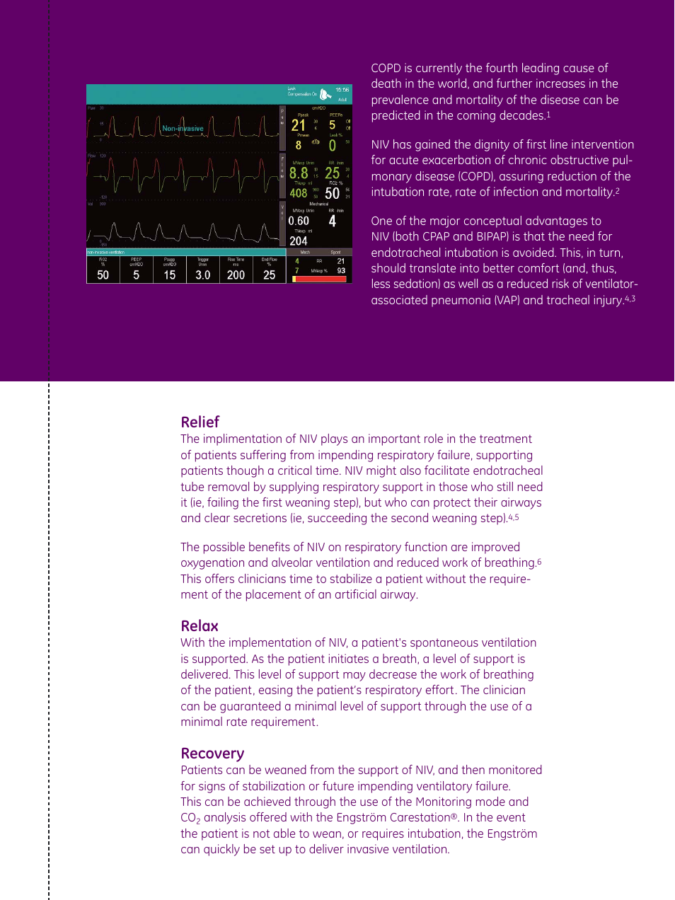 Relief, Relax, Recovery | GE Healthcare Non Invasive Ventilation (NIV) For the Engström Ventilator User Manual | Page 5 / 6