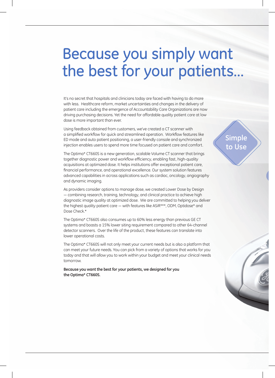 GE Healthcare Optima CT660S User Manual | Page 2 / 18