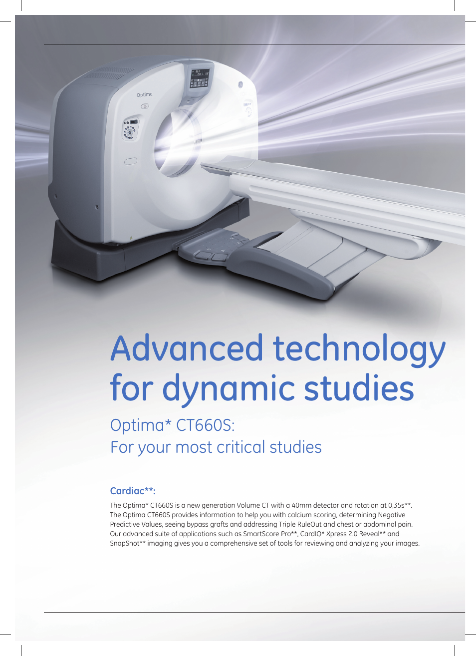 Advanced technology for dynamic studies | GE Healthcare Optima CT660S User Manual | Page 8 / 18