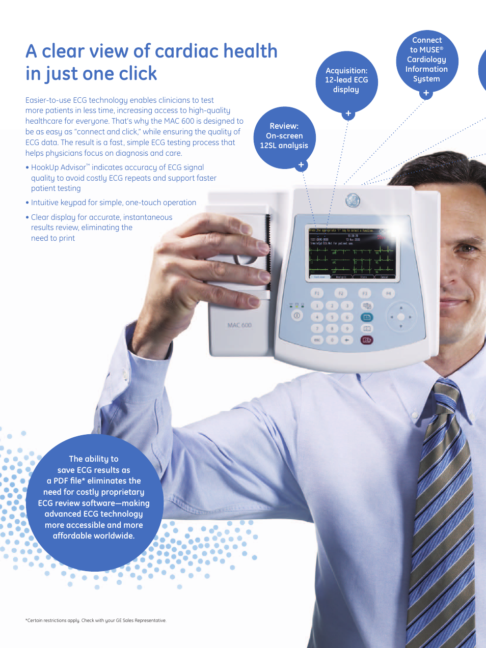 A clear view of cardiac health in just one click | GE Healthcare MAC 600 ECG User Manual | Page 3 / 6