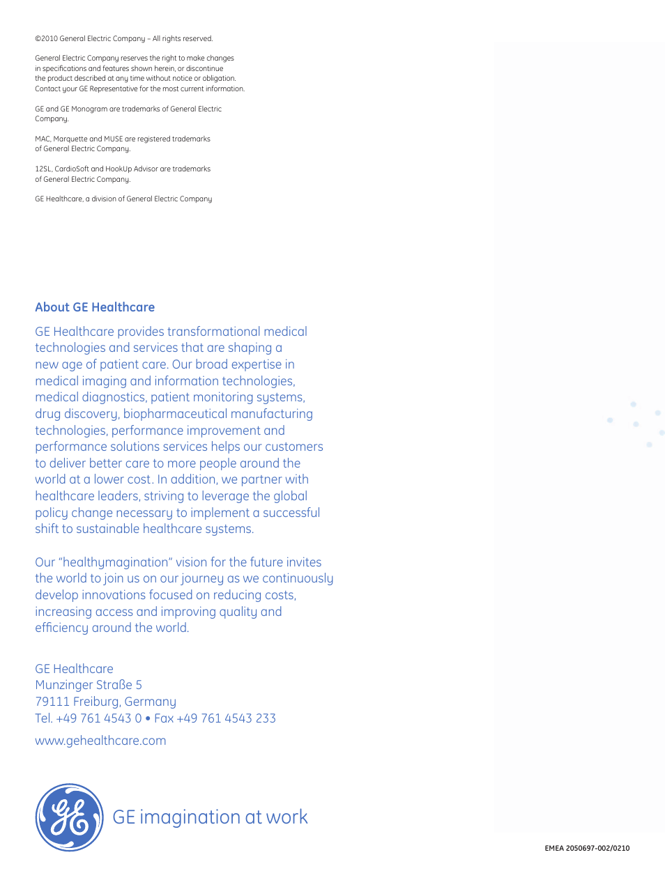 Ge imagination at work | GE Healthcare MAC 600 ECG User Manual | Page 6 / 6