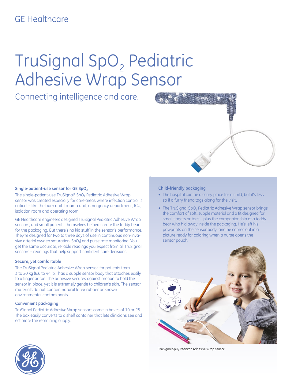 GE Healthcare TruSignal SpO2	Pediatric Adhesive Wrap	Sensor User Manual | 2 pages