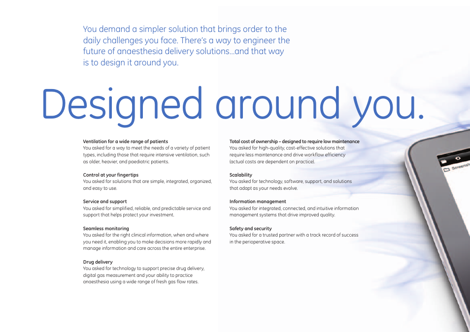 Designed around you | GE Healthcare Aisys Carestation User Manual | Page 4 / 14