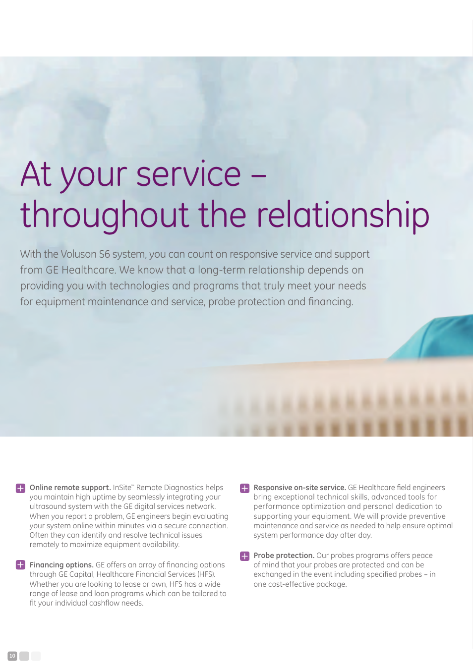 At your service – throughout the relationship | GE Healthcare Voluson S6 User Manual | Page 10 / 12