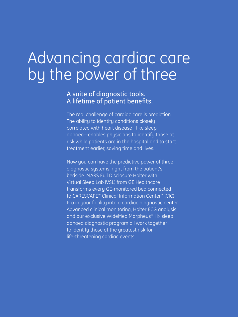 Advancing cardiac care by the power of three | GE Healthcare MARS VSL User Manual | Page 2 / 8