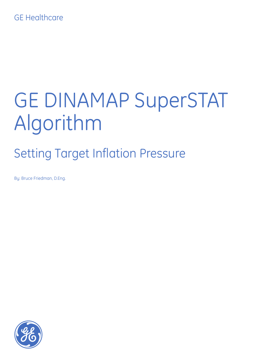 GE Healthcare GE DINAMAP SuperSTAT Algorithm User Manual | 6 pages