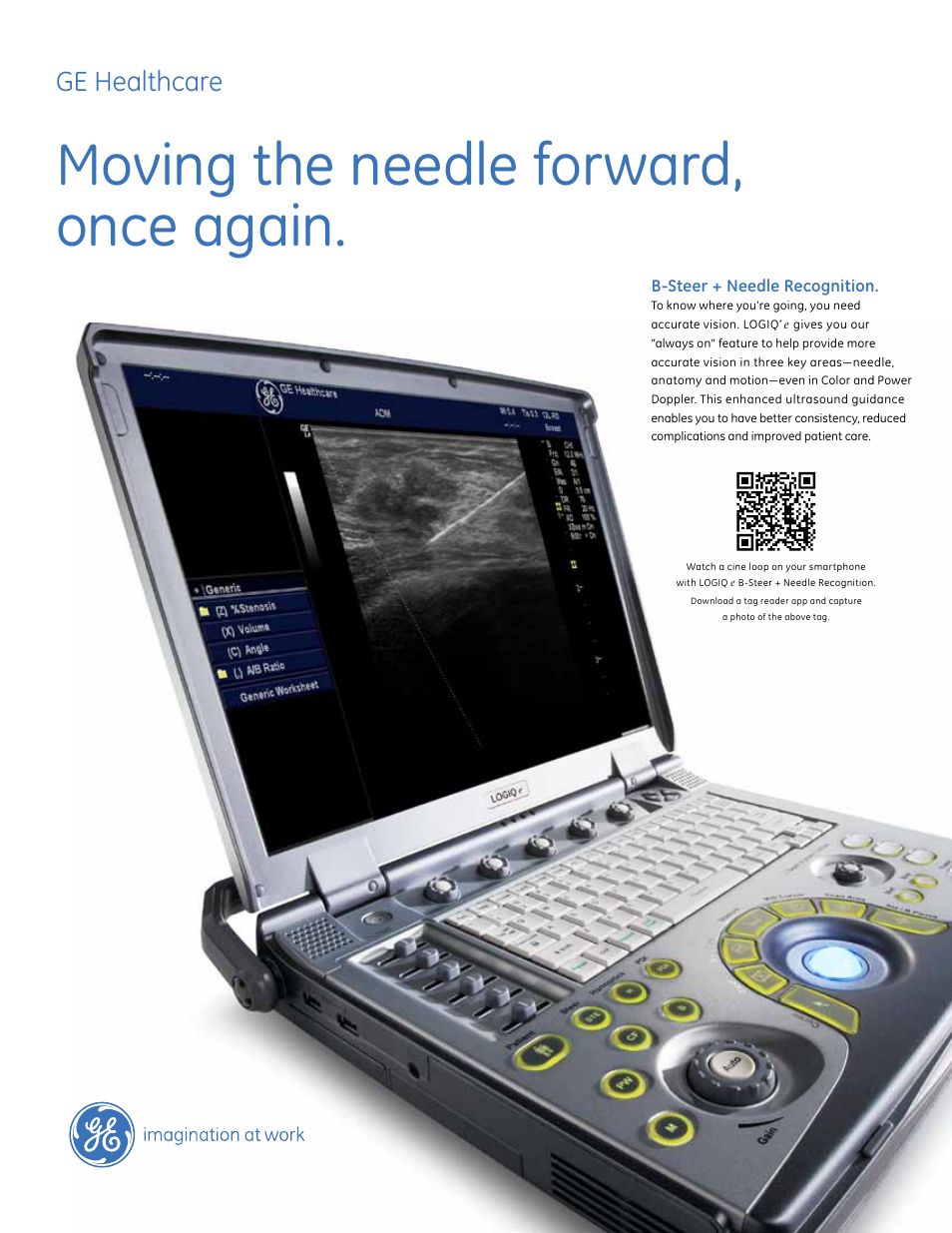 GE Healthcare LOGIQ e B-Steer + Needle Recognition Accuracy redefined User Manual | 2 pages