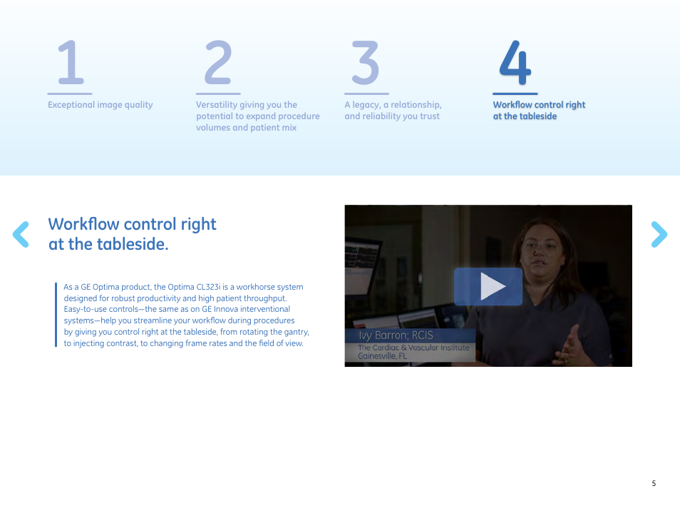 Workflow control right at the tableside | GE Healthcare Optima CL323i User Manual | Page 5 / 6