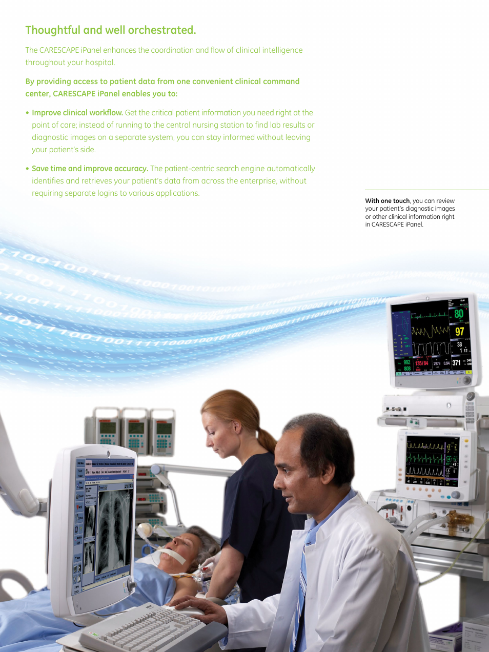 Thoughtful and well orchestrated | GE Healthcare CARESCAPE iPanel User Manual | Page 6 / 8