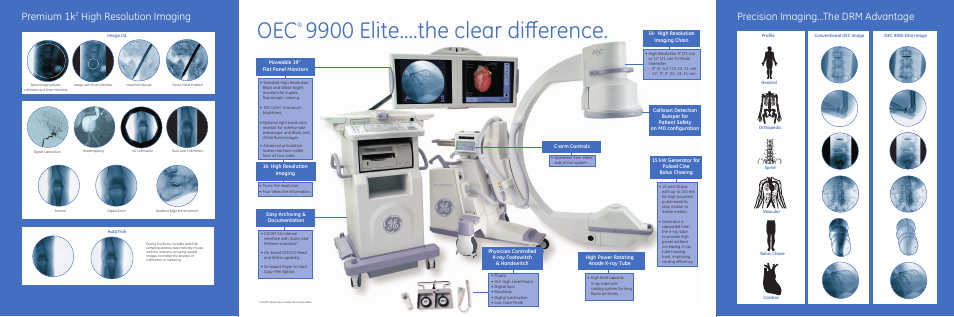 9900 elite....the clear difference, Premium 1k, High resolution imaging | Precision imaging...the drm advantage | GE Healthcare OEC 9900 Elite User Manual | Page 10 / 14