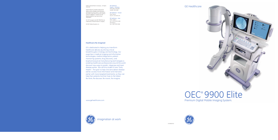9900 elite, Imagination at work | GE Healthcare OEC 9900 Elite User Manual | Page 14 / 14