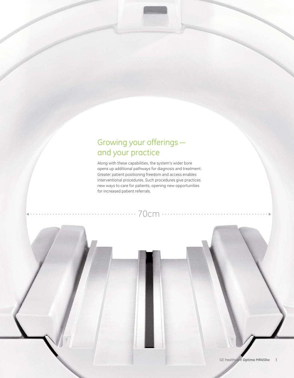 70cm, Growing your offerings — and your practice | GE Healthcare Optima MR450w User Manual | Page 5 / 24