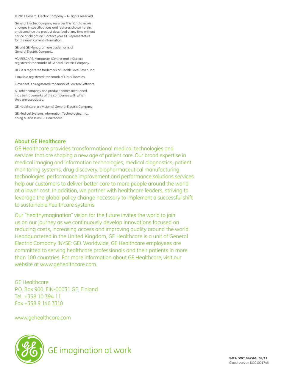 GE Healthcare CARESCAPE Gateway User Manual | Page 4 / 4