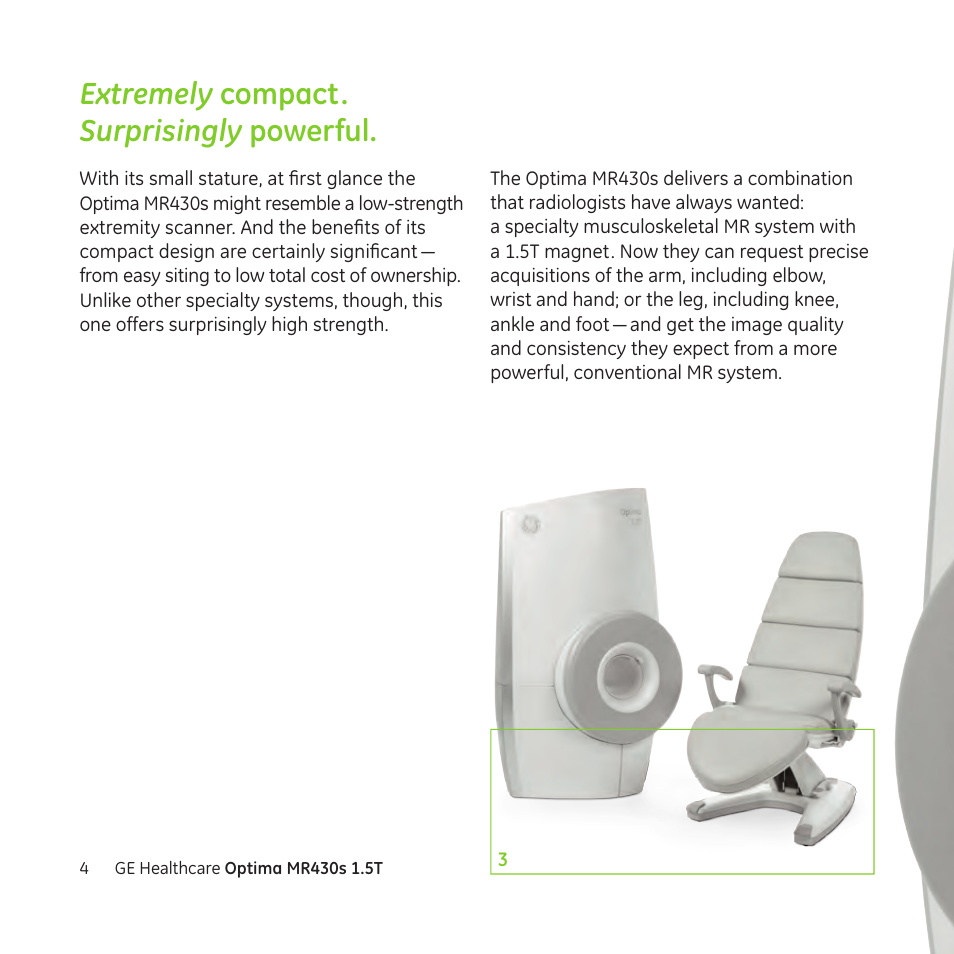 Extremely compact. surprisingly powerful | GE Healthcare Optima MR430s 1.5T User Manual | Page 6 / 32