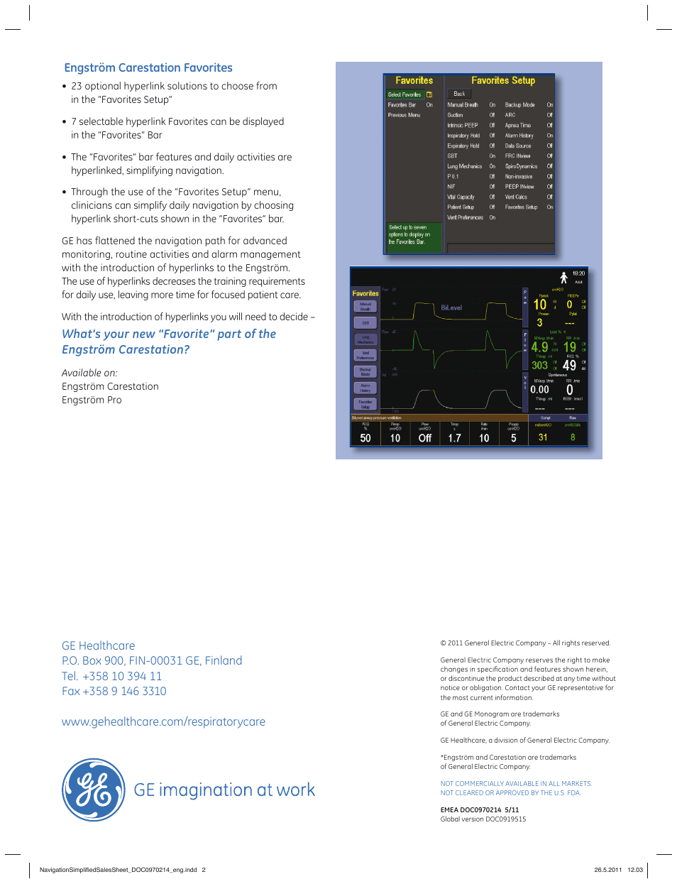 Engström carestation favorites | GE Healthcare Navigation simplified User Manual | Page 2 / 2