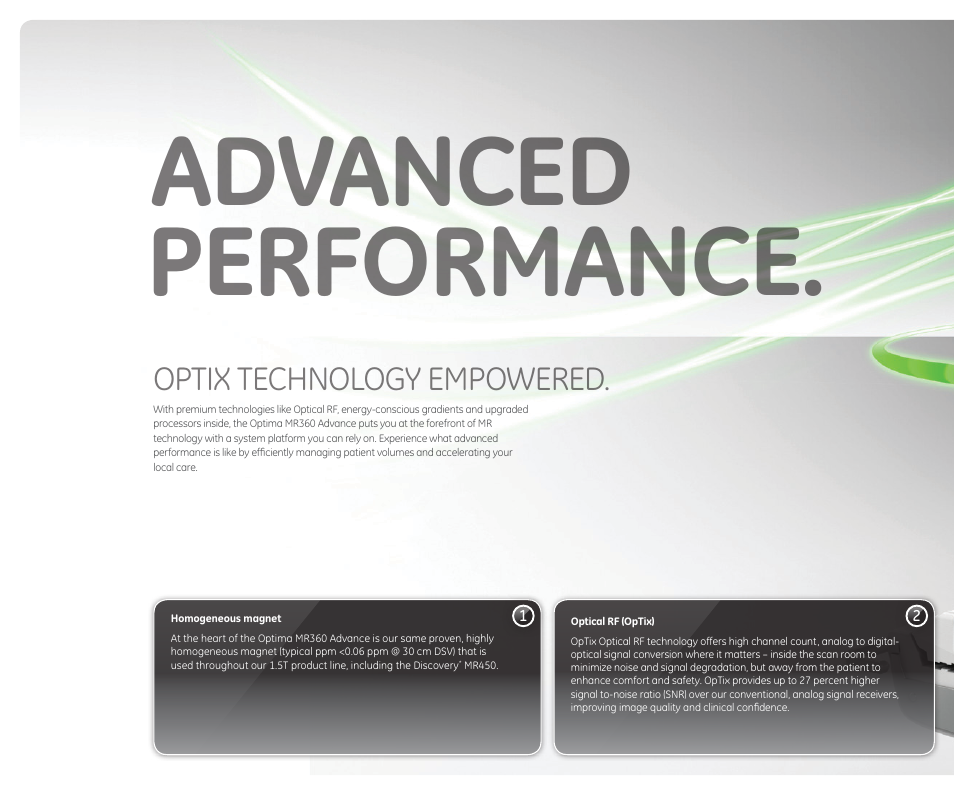 Advanced performance | GE Healthcare Optima MR360 1.5T Advance User Manual | Page 6 / 18