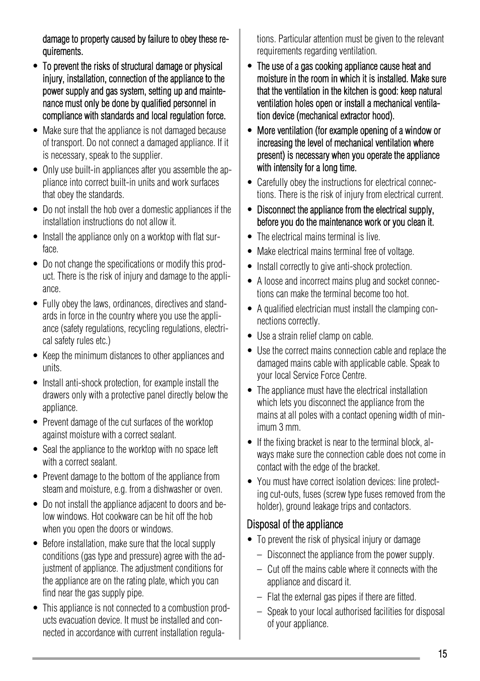 Zanussi ZGL 643 ITX User Manual | Page 15 / 52
