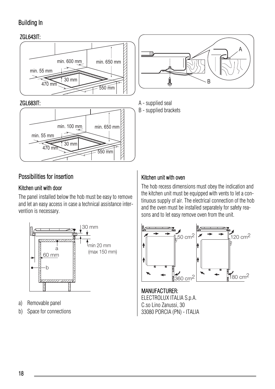 Zanussi ZGL 643 ITX User Manual | Page 18 / 52