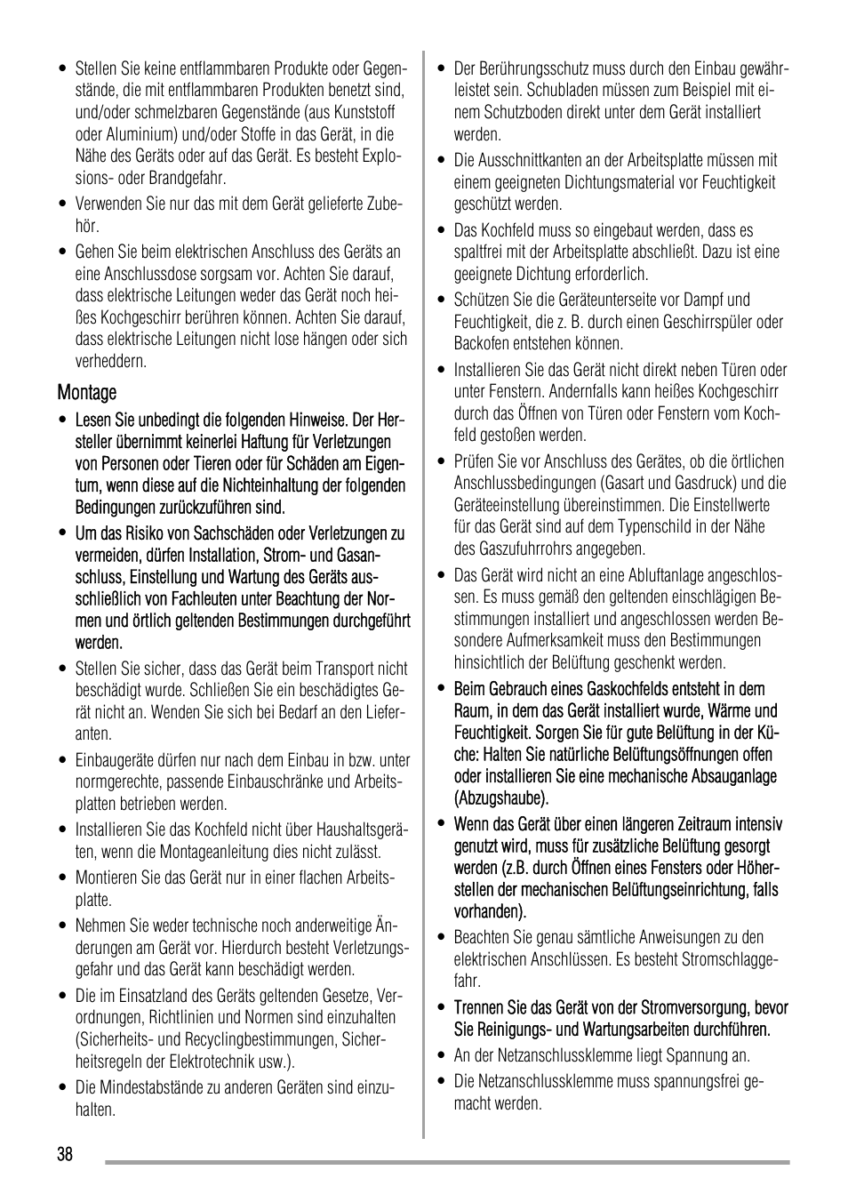 Zanussi ZGL 643 ITX User Manual | Page 38 / 52